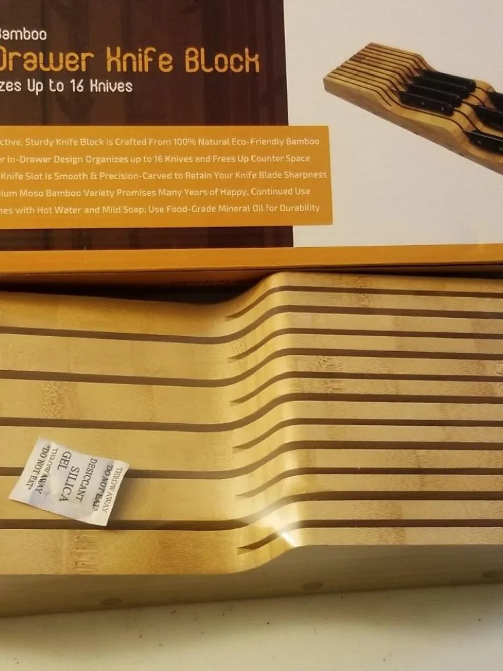 Bambusi Bamboo In-Drawer Knife Block Organizer